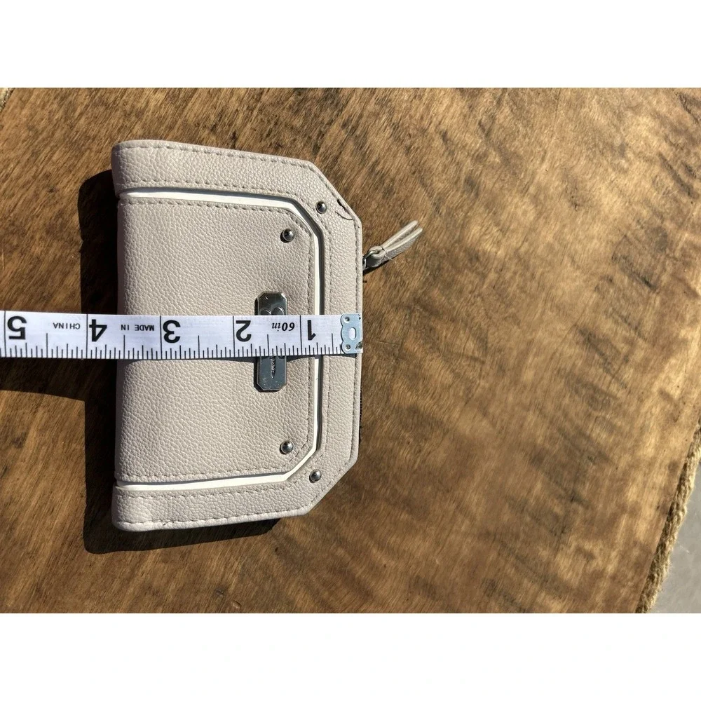Jessica Simpson Gray Faux Leather Snap Wallet Zip Coin Pocket Card Organizer